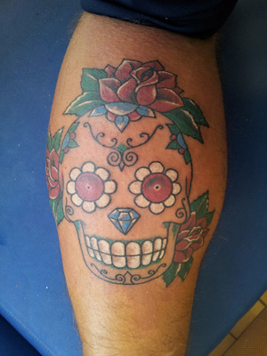 teschio messicano colorato tattoo