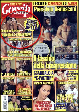 Articolo della rivista Gossip su Giorgio Alfieri